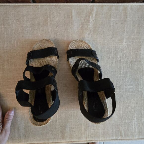 Eric Michael Espadrill Sandal Size 5 Black Elastic Straps - Picture 10 of 11
